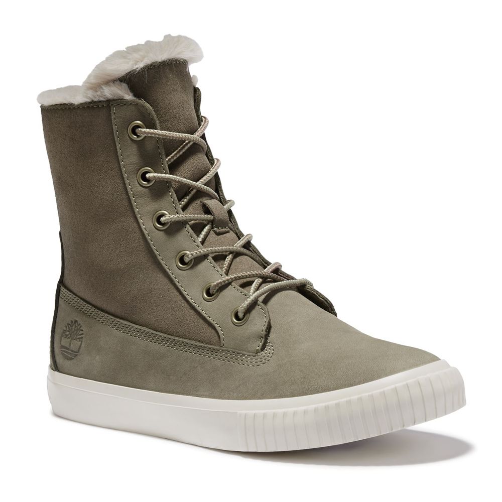 Botas de Nieve Timberland Mujer Skyla Bay Fleece Fold-Down Verde Oliva - Chile NAL-178325